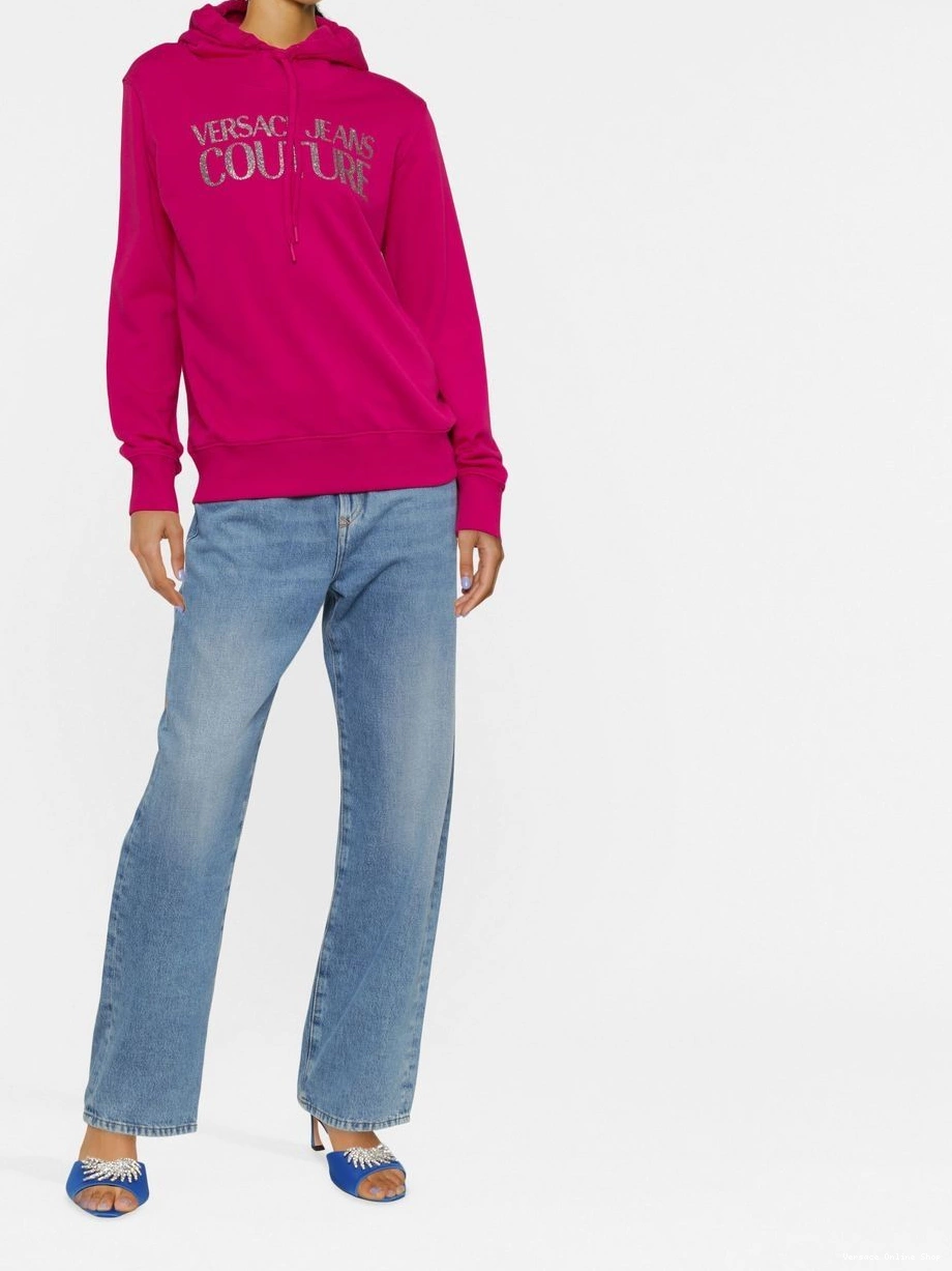 Cheap Women Couture Jeans hoodie cotton glitter-logo Versace 0713